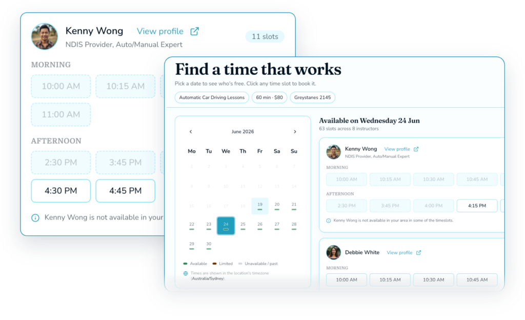 OnTime Bookings Realtime availability