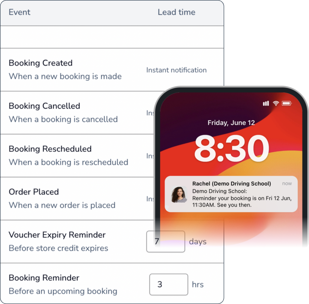 OnTime Bookings Reminder Configruations